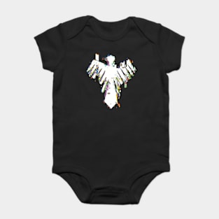 MMAM6 Black and White Glitch Adler Mark / Symbol / Logo Vector Art from Mashle Magic and Muscles Anime Characters Mash Lance Finn Lemon Dot Eagel Bird Graphics Cloak Cosplay x Animangapoi August 2023 Baby Bodysuit